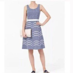 Boden Blue and White Wave Pattern Midi Dress